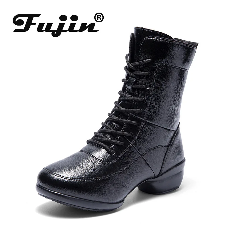 

Fujin Women Boots Snow Waterproof Genuine Leather Boots Breathable Comfortable Soft Platform Women Boots Winter Warm Shoes 2021