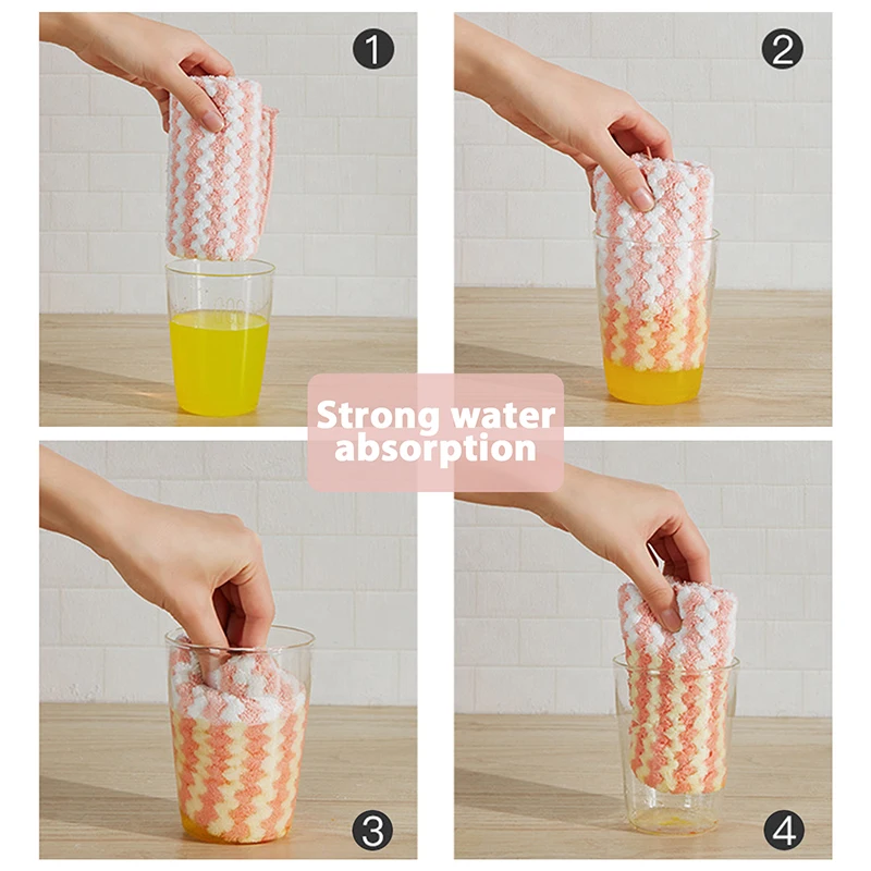 

1/3/5PCS Strong Cleaning Cloth Microfiber Kitchen Cleaning Towel Dishwashing Non-stick Oil Rag Household Bathroom Dish Cloth