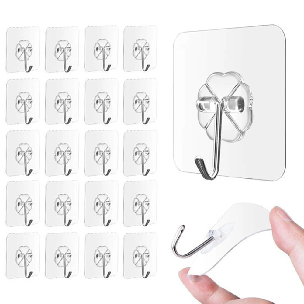 

For Kitchen Bathroom Seamless Transparent Waterproof Wall Hooks Hanging Hook Adhesive Hooks Sucker