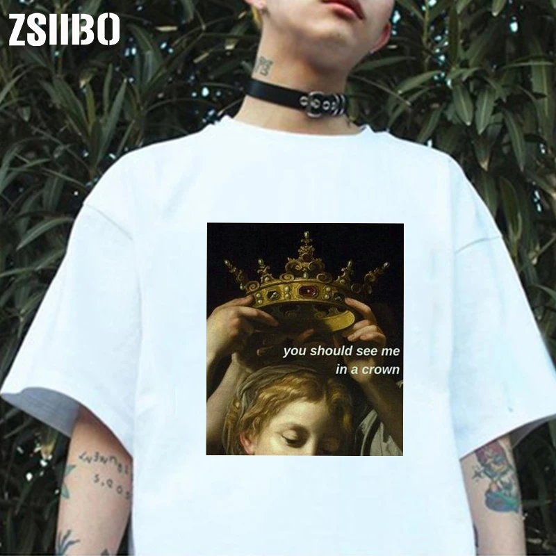 Женская рубашка с принтом в стиле Харадзюку Винтажная Футболка рукавами Прямая