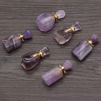 natural stone amethysts pendants perfume bottle charms for vial jewelry making diy pendant necklace reiki heal gifts