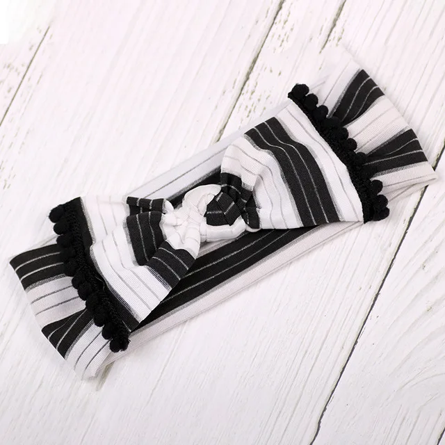 29pcs/lot Wide Nylon Dot Jersey Bowknot Head wraps Trimmed Knot Headband With Pom pom for Girls Hair Accessory Stretchy Kids | Детская