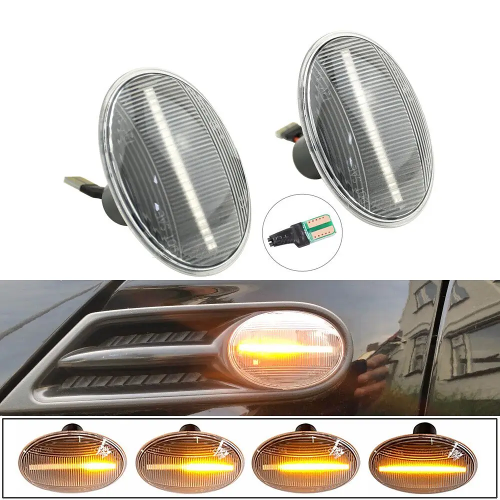 

2 pieces For MINI Cooper R55 R56 R57 R58 R59 CL-R56-LSM-SM Led Dynamic Side Marker Turn Signal Light Sequential Blinker Light