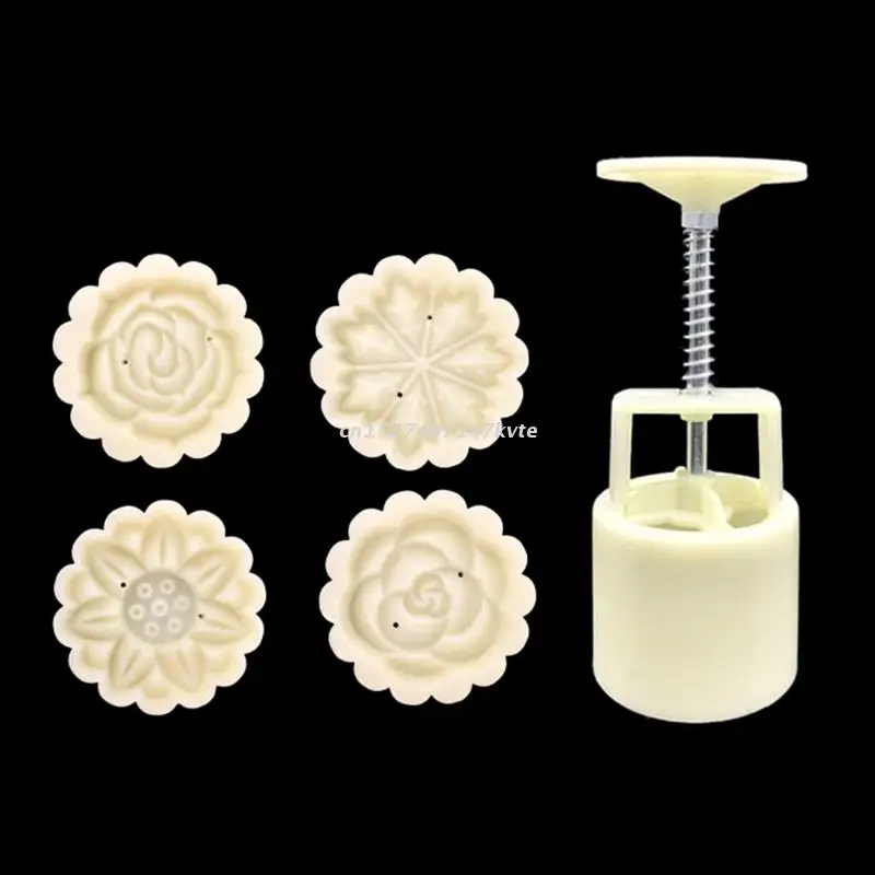 

50g Flowers Shaped Pastry Mooncakes Cakes Molds Mooncake Cookie Moulds Cutters Hand Pressure Plastic Baking Accessories