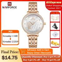 naviforce luxury casual rose gold diamond women watches 30m waterproof stainless steel ladies quartz wristwatch rel%c3%b3gio feminino