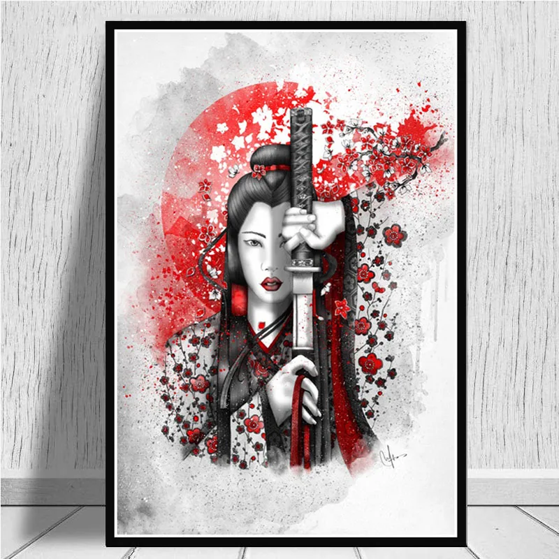 Печать плаката Горячие японские Zen Ink Bonsa Bushido Samurai Kanji холст искусство Масляная