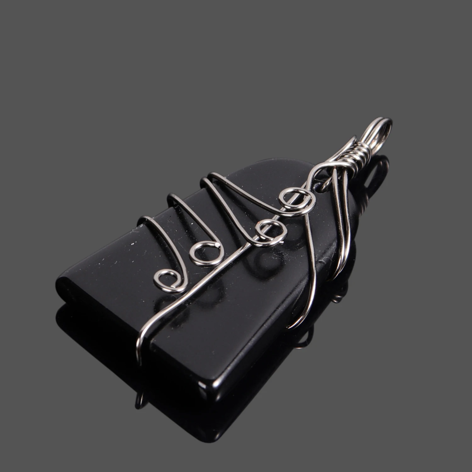 Природные обсидиана злых духов украшенное камнем-талисманом трапециевидной