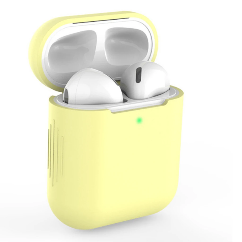 Light yellow Чехол для наушников для Apple AirPods 1 2 силиконовый чехол Беспроводная Bluetooth сумка для наушников Защитный для AirPod Air pods Тонкий чехол - Цвет: Light yellow