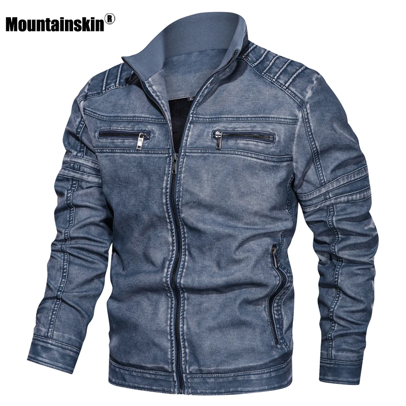 Куртка Mountainskin мужская кожаная мотоциклетная куртка из искусственной кожи модное
