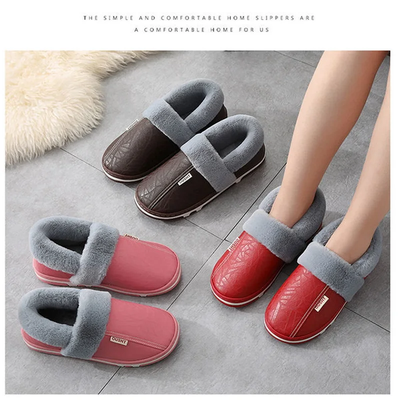 

FHANCHU 2021 Fashion Lovers Warm Fur Home Shoes for Winter,Soft Thick Bottom Naked Boots,Waterproof,Round Toe,Black,Red,Dropship