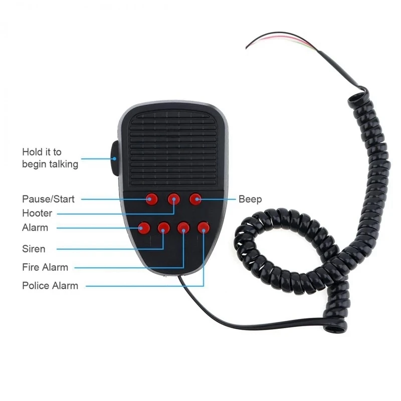 12V 100W 7 Tone Car Truck Speaker with Mic PA System Warning Alarm Police Fire Siren Horn Loud Sound 120Db |