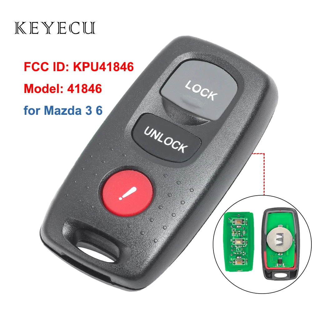 Keyecu Новый дистанционный ключ 3 кнопки 313 8 МГц для Mazda 6 Автомобильный FCC ID: KPU41846