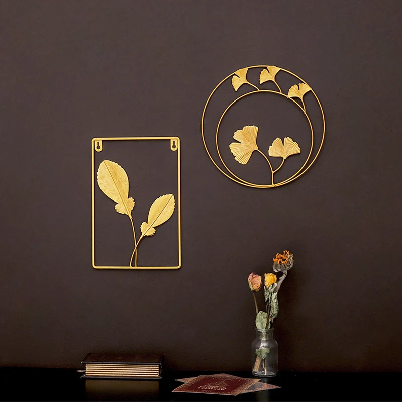 

Gold Ginkgo Leaf Home Decor Living Room Iron Three Dimensional Wall Ornaments Office Hotel Wall Hanging Decoration Painting