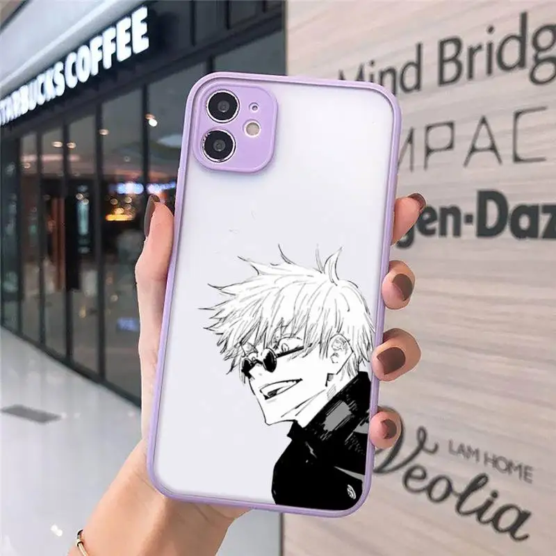 

Jujutsu Kaisen Phone Case Matte transparent For Purple iPhone 12 Mini 11 Pro XR XS Max 7 8 Plus X Back Cover