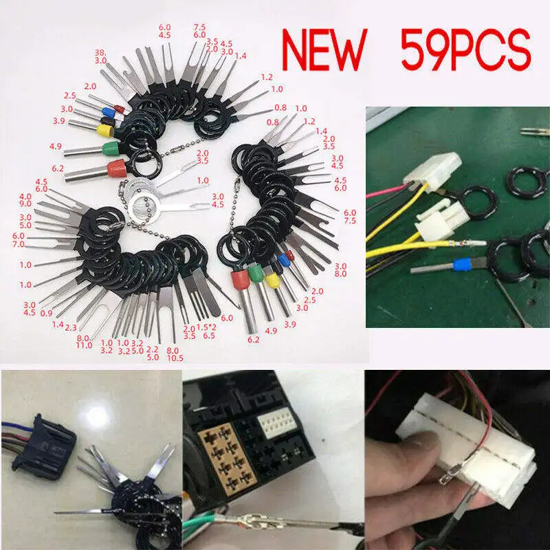 59Pcs Car Wire Terminal Removal Connector Pin Extractor Puller Tire Repair Tool Made of Stainless Steel | Автомобили и мотоциклы