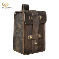 vintage crazy horse leather male gift small summer pouch design cigarette case 6 phone pouch travel fanny waist belt bag 1607