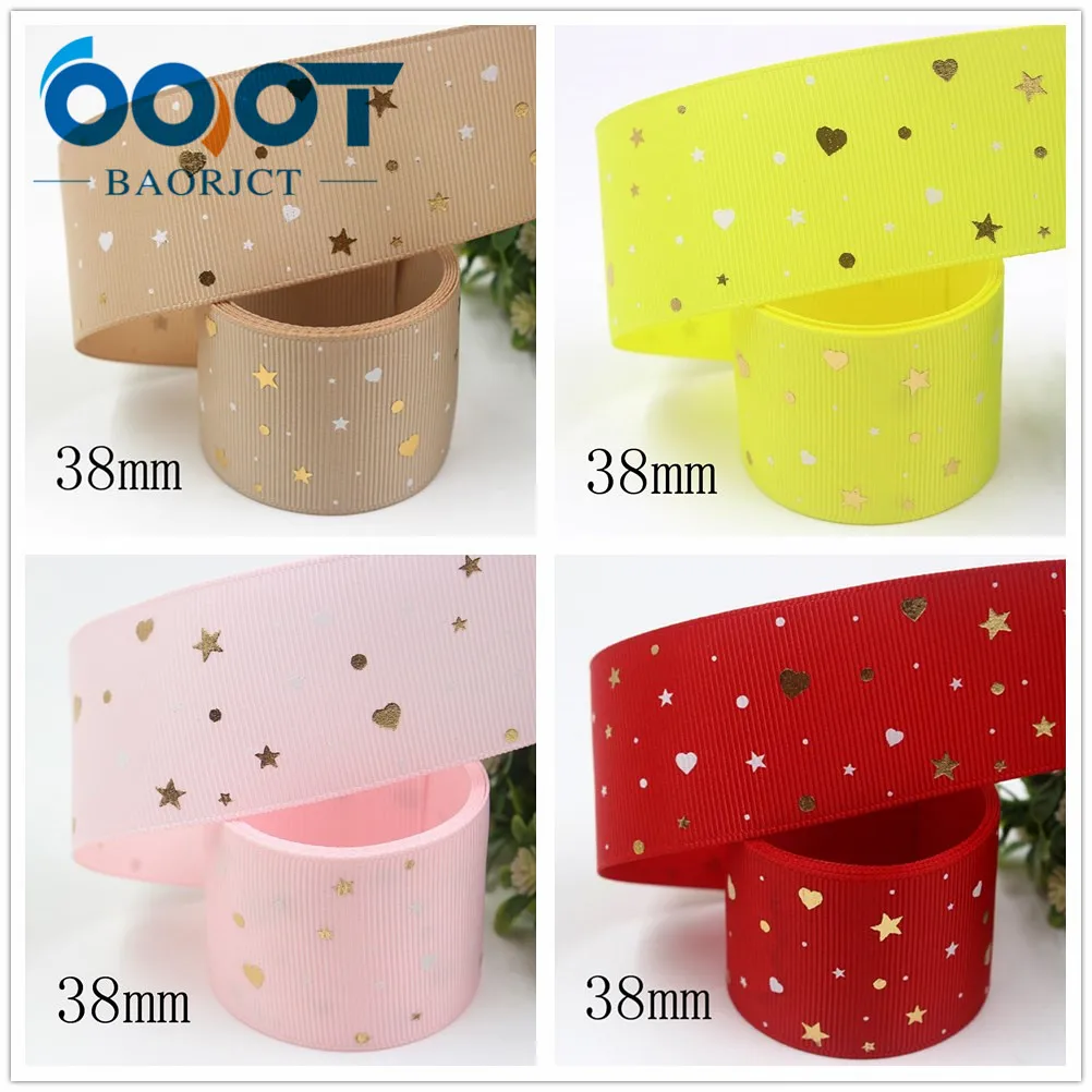 OOOT BAORJCT I-19916-2172, 38 мм, 5 ярдов Новые Флуоресцентные красочные печатные корсажные ленты, DIY головной убор ручной работы подарочная упаковка
