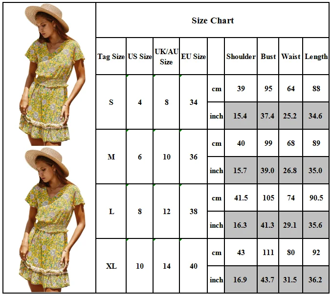 

Womens Short Sleeved Floral Boho Mini Dress Ladies Summer Beach Holiday Sundress