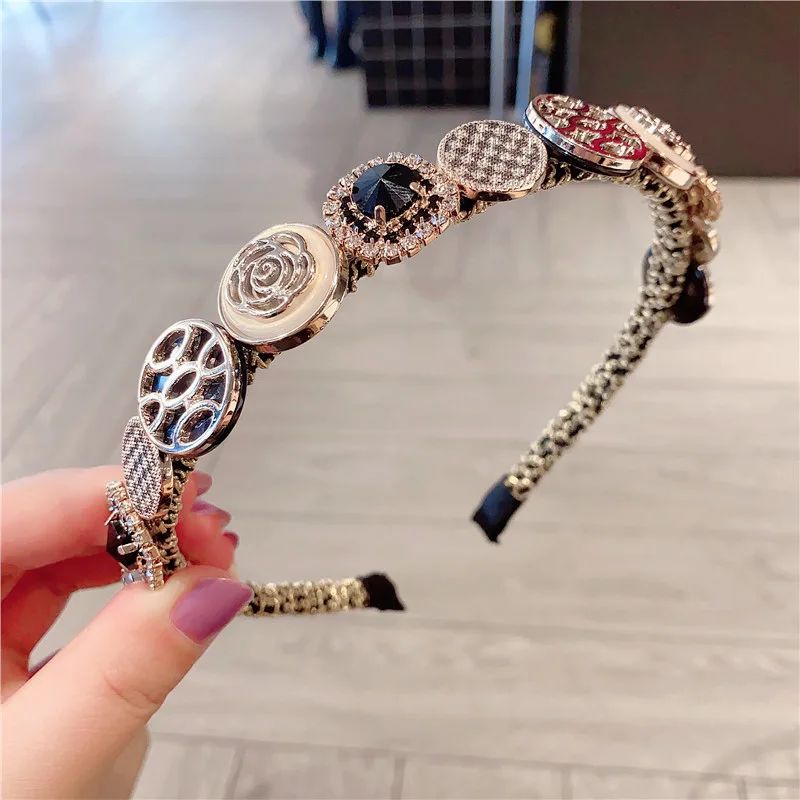 

Fashion Baroque Rhinestone Hairband Colorful Diamond Crystal Crown Headbands Girls Flower Hair Band Hoop Women Hair Accessories