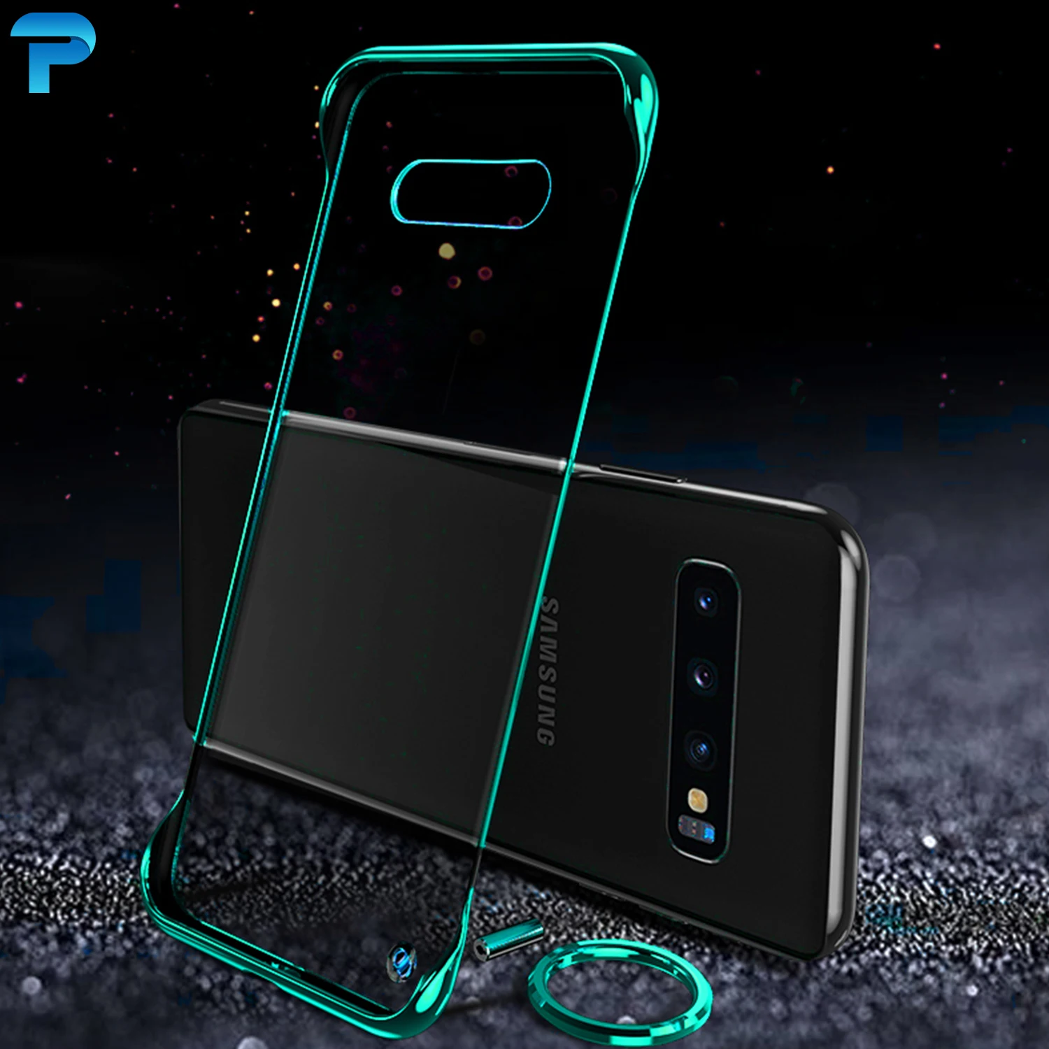 Чехол для samsung Galaxy S10 Note 10+ Plus A10 A30 A20 A70 A7 A50 покрытие прозрачное Безрамное жесткое покрытие из поликарбоната кольцо на палец