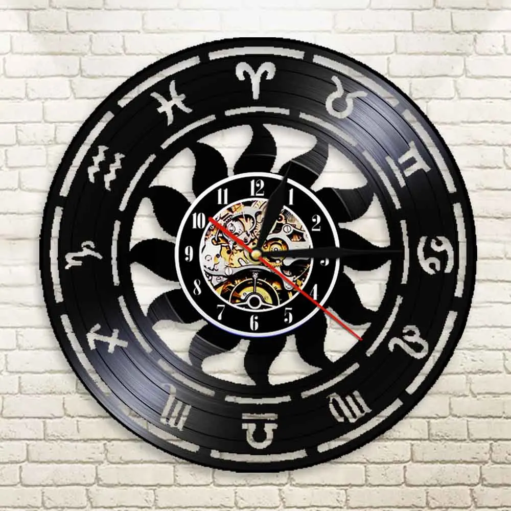 Настенные часы с астрономией и зодиака для домашнего декора виниловая запись