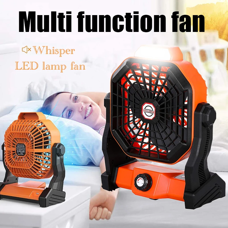 

Portable Camping Fan with LED Lights USB Rechageable Low Noise Multifunction Table Fan for Outdoor Home Office Travel Stock