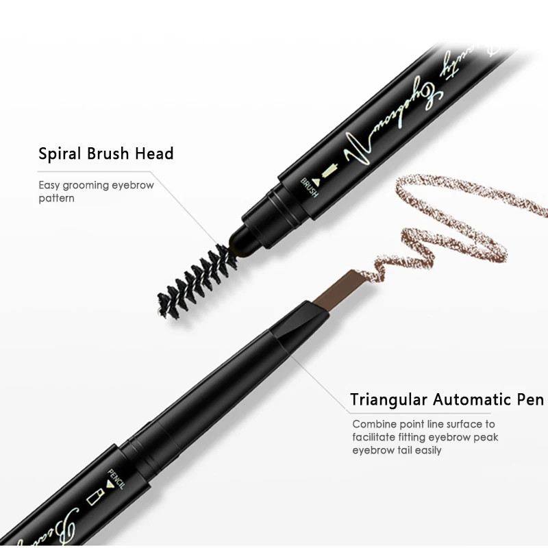 Карандаш для бровей с двойной головкой водостойкий и устойчивый к поту