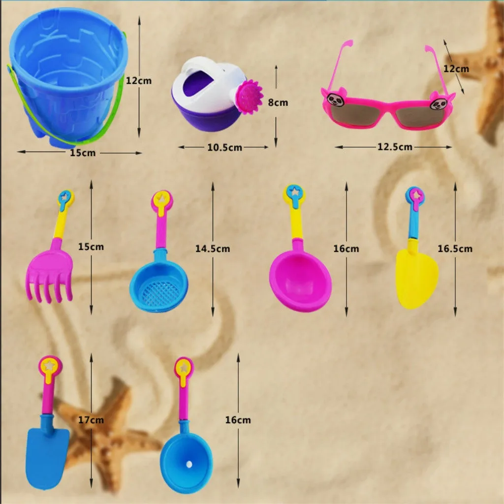 

9pcs Children's Beach Sand Toy Set Beach Bucket Watering Can Shovel Rake Mold Beach Toys Kit Summer Water Play Sandbox set Toys