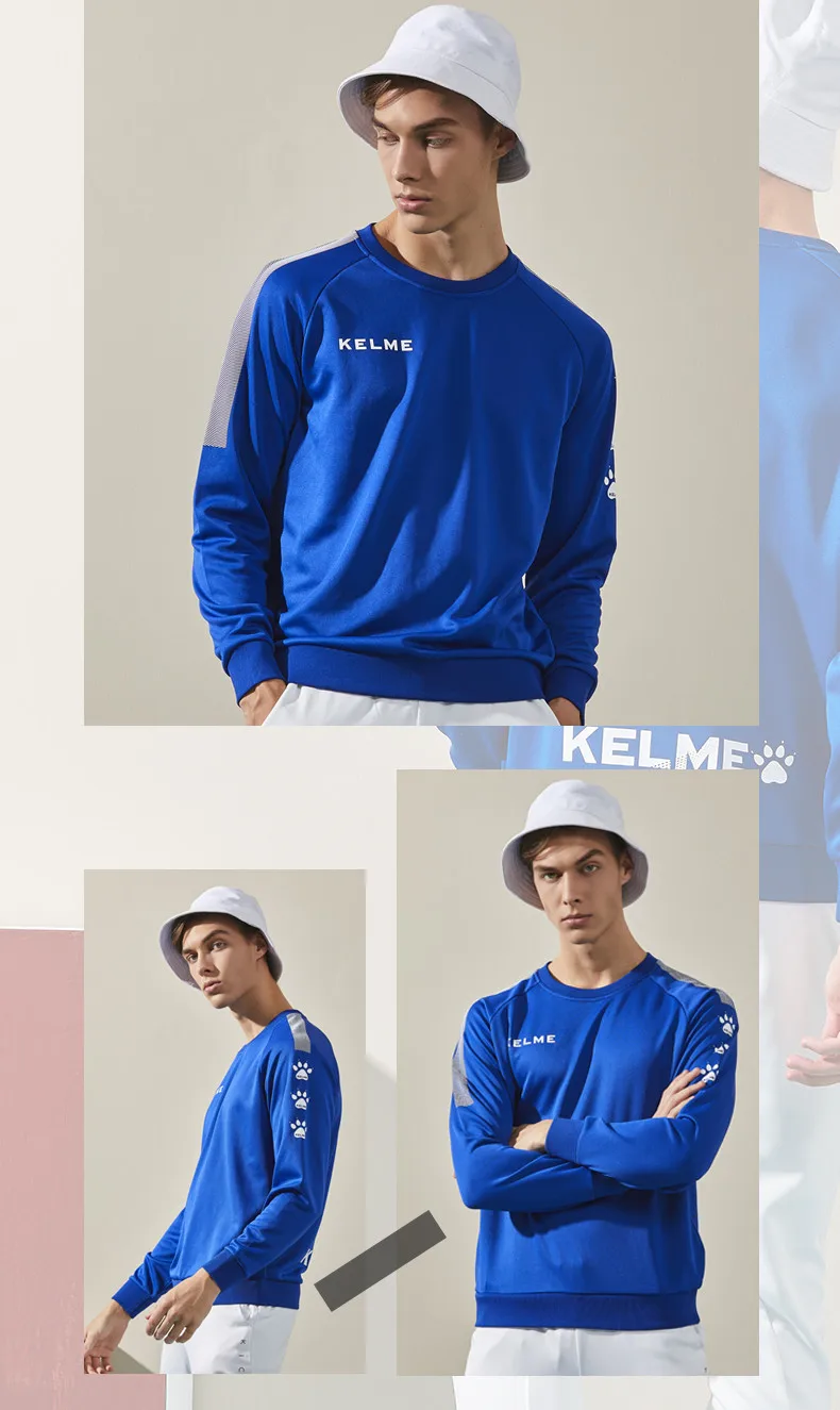 KELME, мужская спортивная толстовка с вырезом лодочкой, большой размер, длинный рукав, Повседневная Толстовка, тренировочный свитер, 3891370