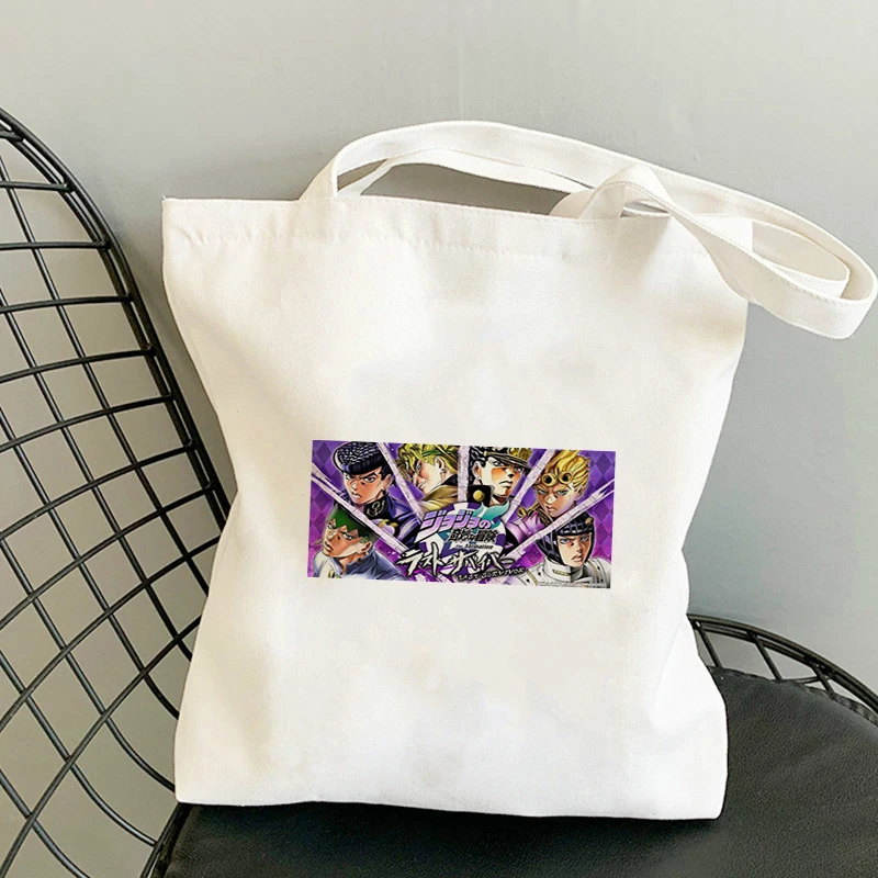 

Jojo Bizarre Adventure Cloth Bag Women's Shopper Travel Canvas Shopping Tote Casual Woman Designer Handbags Grocery Printed Cute