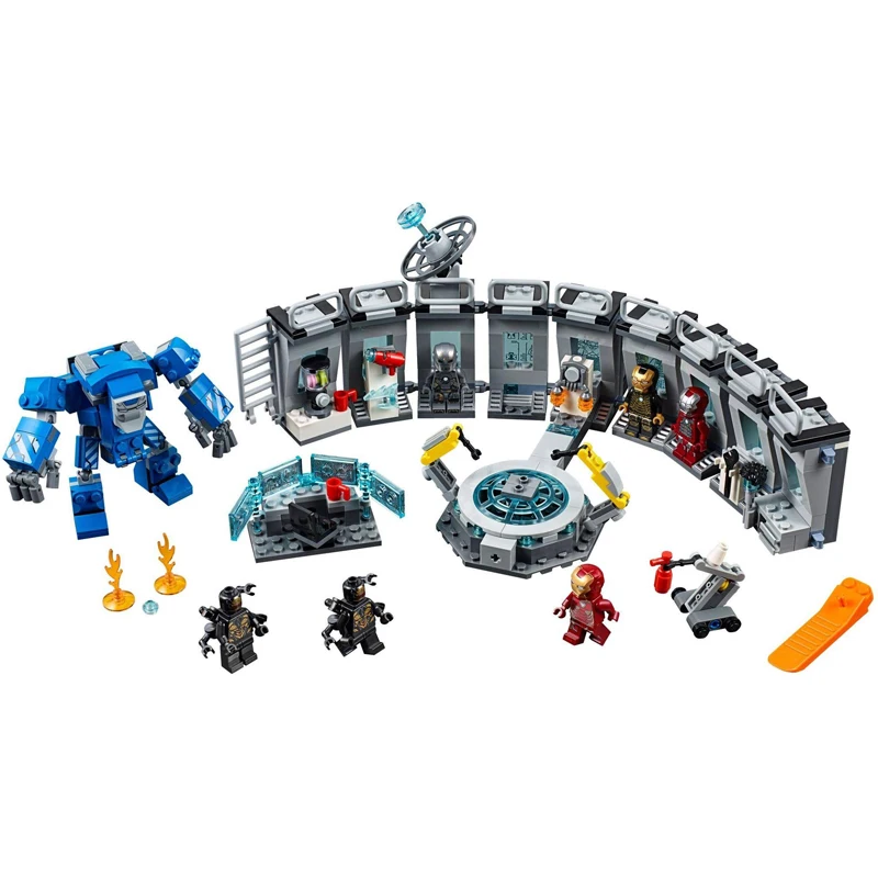 Bloques de construcci&oacute;n de Los vengadores de dise&ntilde;o de Disney para ni&ntilde;os, sal&oacute;n de armadura de hierro, Compatible con Gnaku de acero, juguetes 76125-0