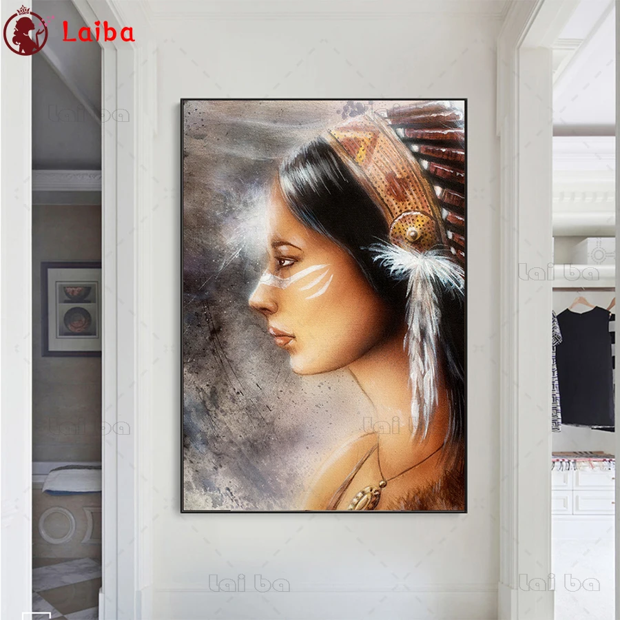 

diamond mosaic Hot selling home art Indian woman full square diamond embroidery icon 5d diy diamond painting 100% round drill