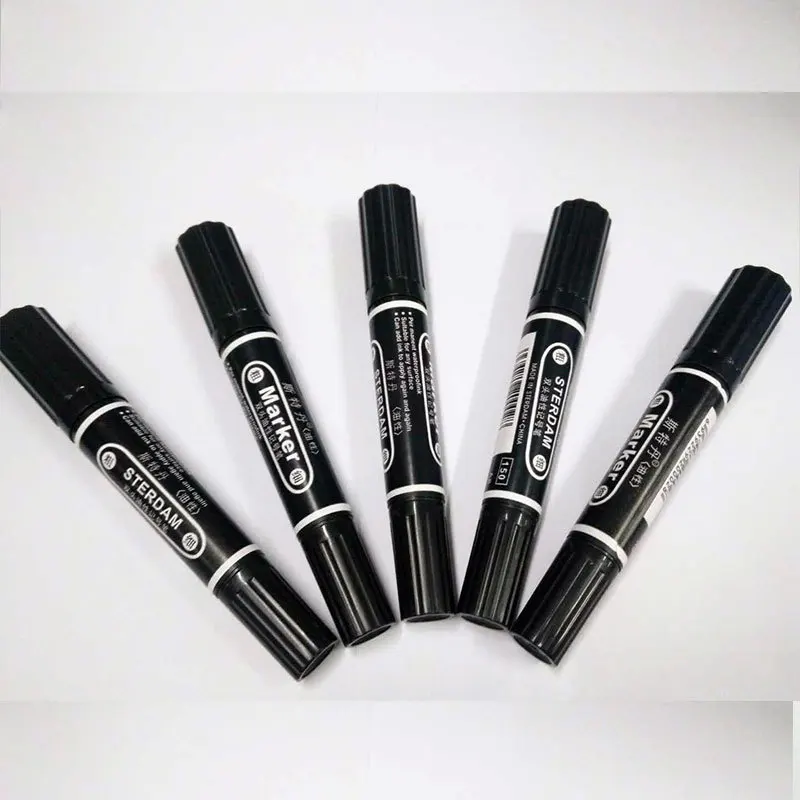 Маркировочная ручка с двойной головкой масляная красная и синяя черная 3 цвета