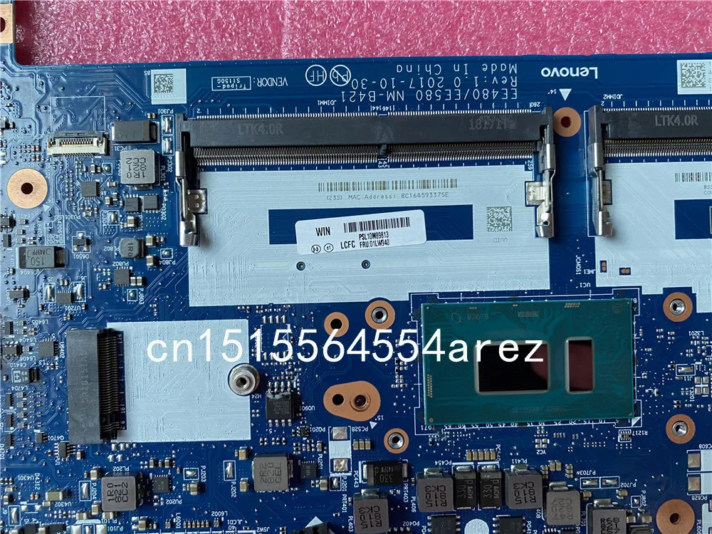 Verkauf Original Laptop Lenovo ThinkPad E580 Motherboard Mainboard I7-8550U 01LW940