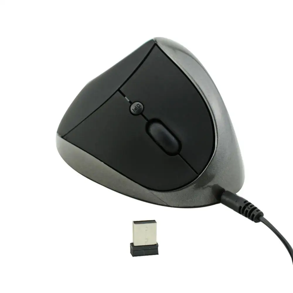 Grey Wireless Mouse Эргономичная перезаряжаемая 2,4G Беспроводная/Проводная 6 клавиш оптическая Вертикальная мышь мыши Компьютерная мышь - Цвет: Grey Wireless Mouse