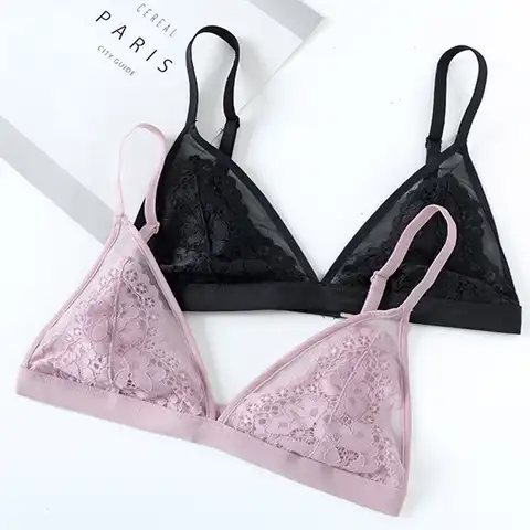 Girls Lace Bralette Sexy Embroidery Floral Translucent Brassiere Women Underwear Bra without underwire Seamless Lingerie