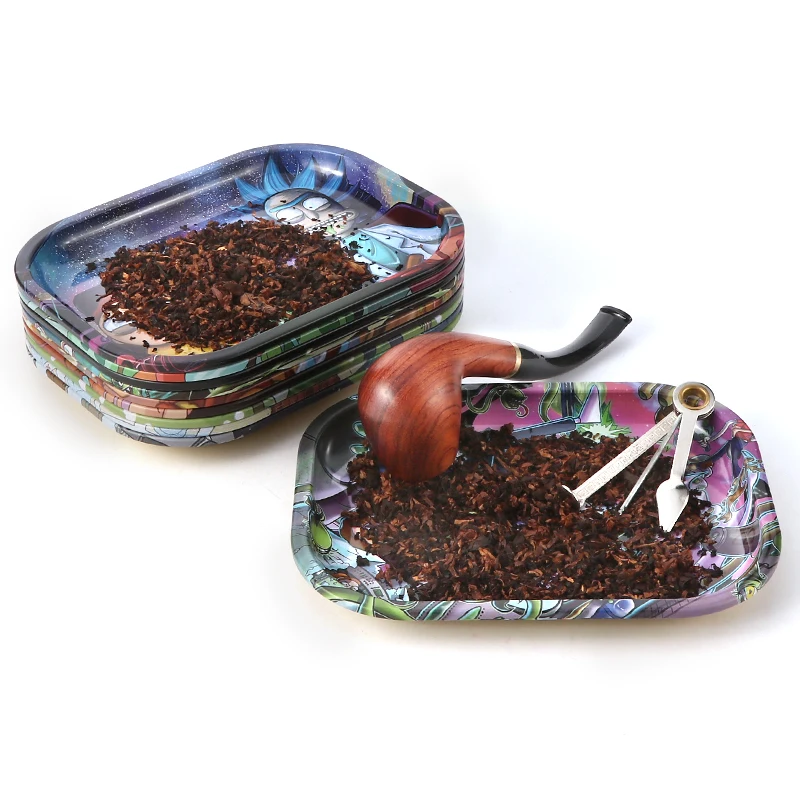 Металлический жестяной поднос для хранения табака 18 х14 см 1 шт.|Аксессуары