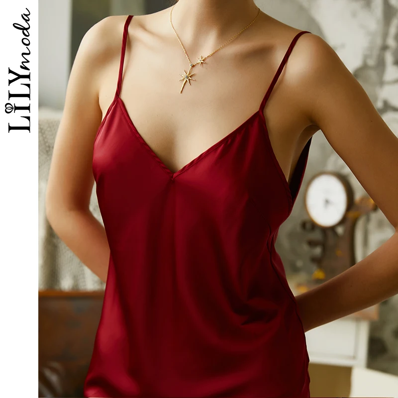 Сексуальный летний корсет LILYMODA халат на бретельках одежда для сна женщин