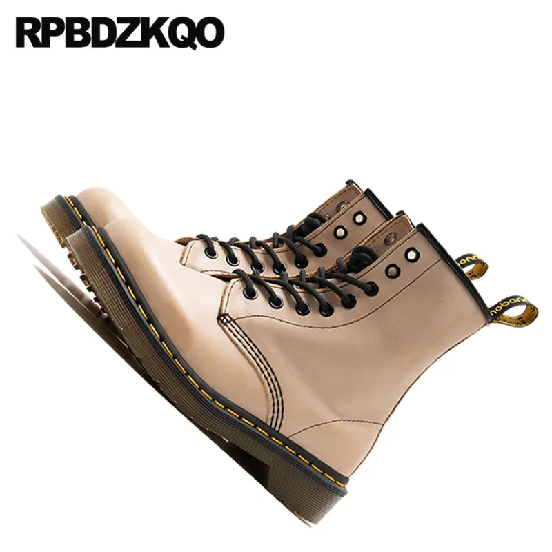 Женские ботильоны на плоской подошве осенние ботинки из натуральной кожи с