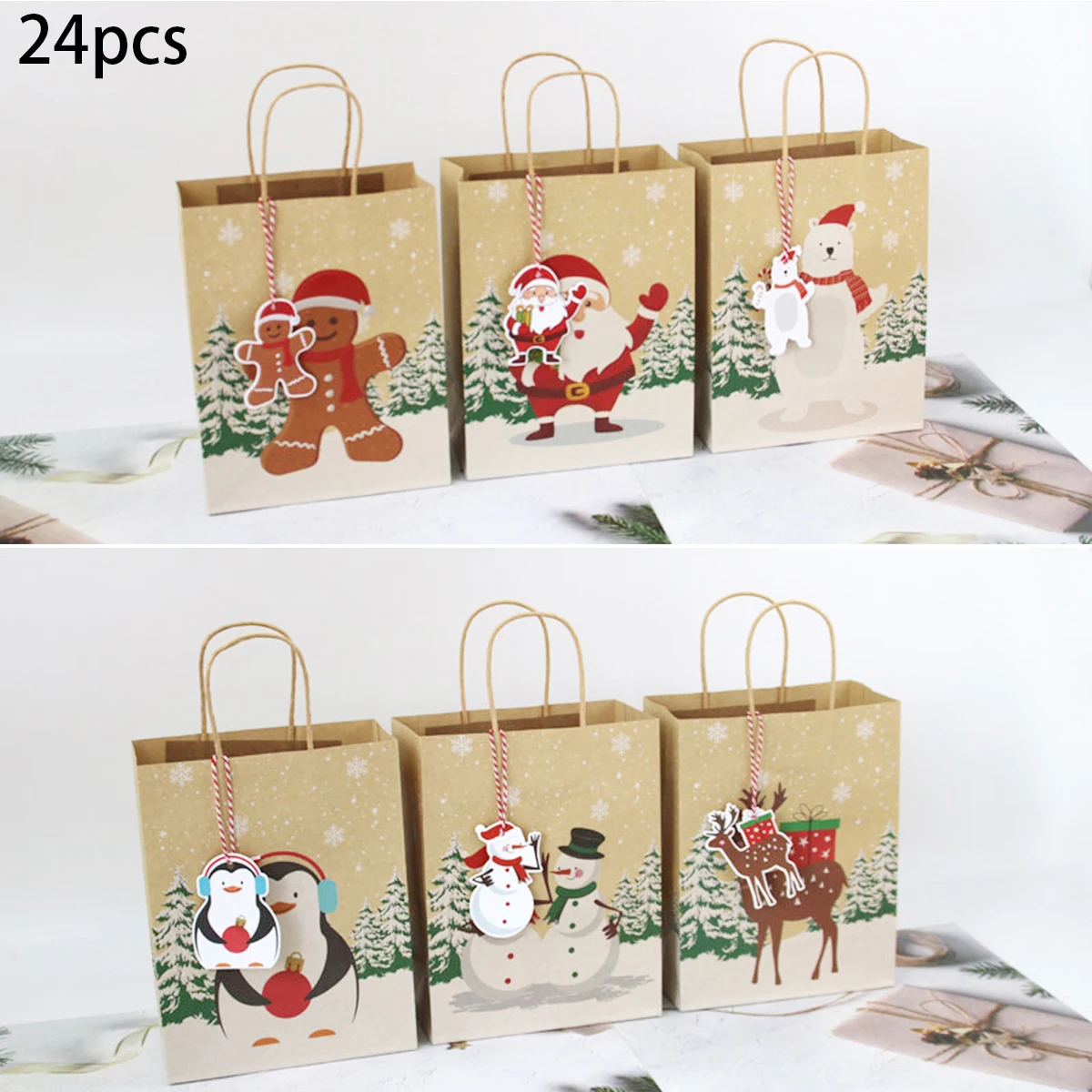 

DIY Paper Bag Festivals Christmas Square Tote Packaging Xmas Decoration