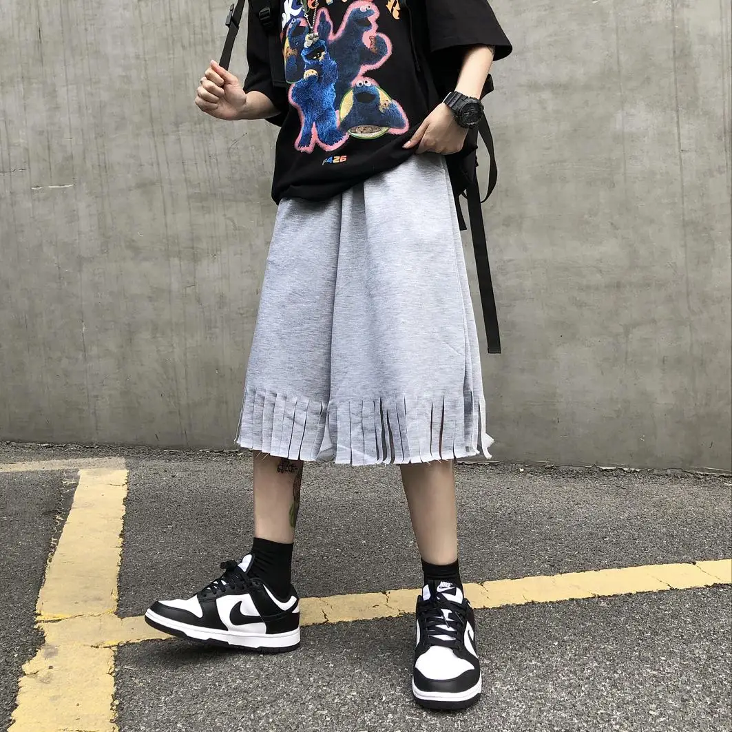 

Trendy Ins Loose Tassel Shorts Men And Women Summer Casual Wide-Leg Pants Five-Point Shorts 2021 Fashion Jogger Pants y2k