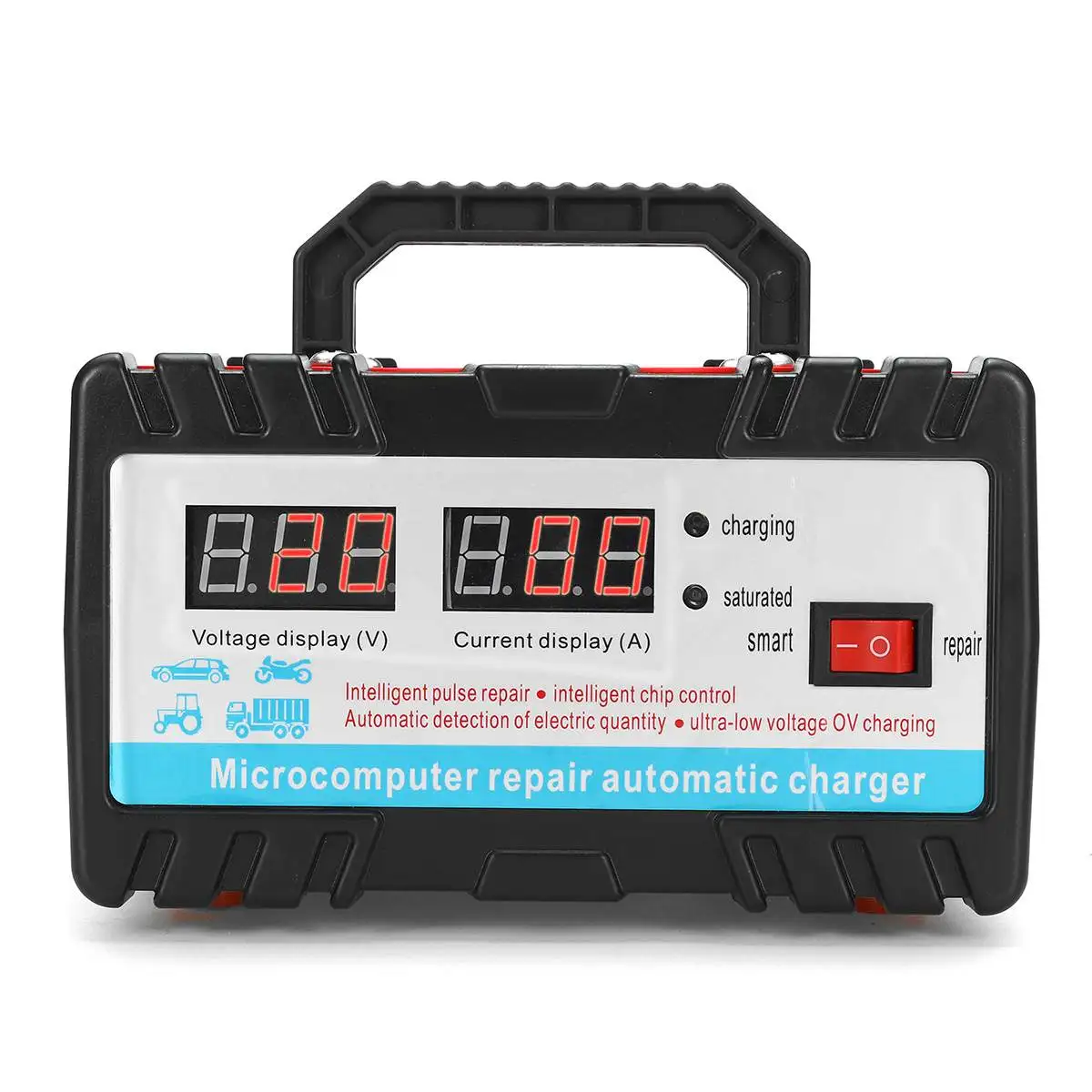Автоматический 12V/24V автомобиль хранения Батарея Зарядное устройство ЖК-дисплей