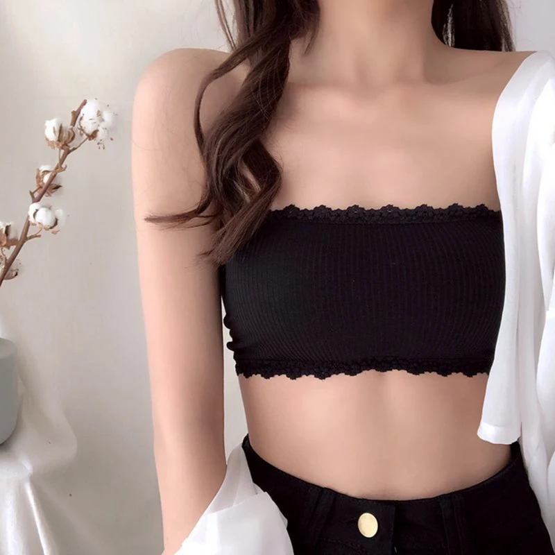 

Women Sexy Seamless One-piece Solid Color Tube Tops Buckle Adjustable With Chest Pad Bottoming Female Beauty Back Tube Top