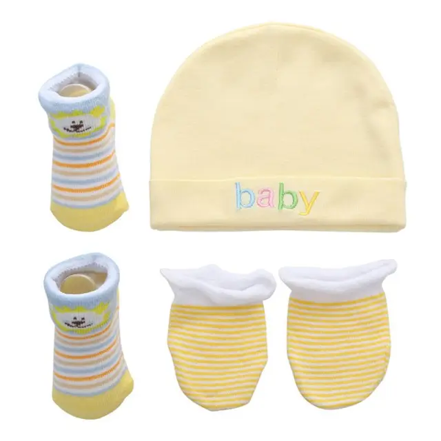 Autumn Winter Baby Hat and Mittens Girl Boy Cap Socks Comfy Infant Hat & Gloves Cotton Toddler Newborn Baby Accessorise For 0-3 2