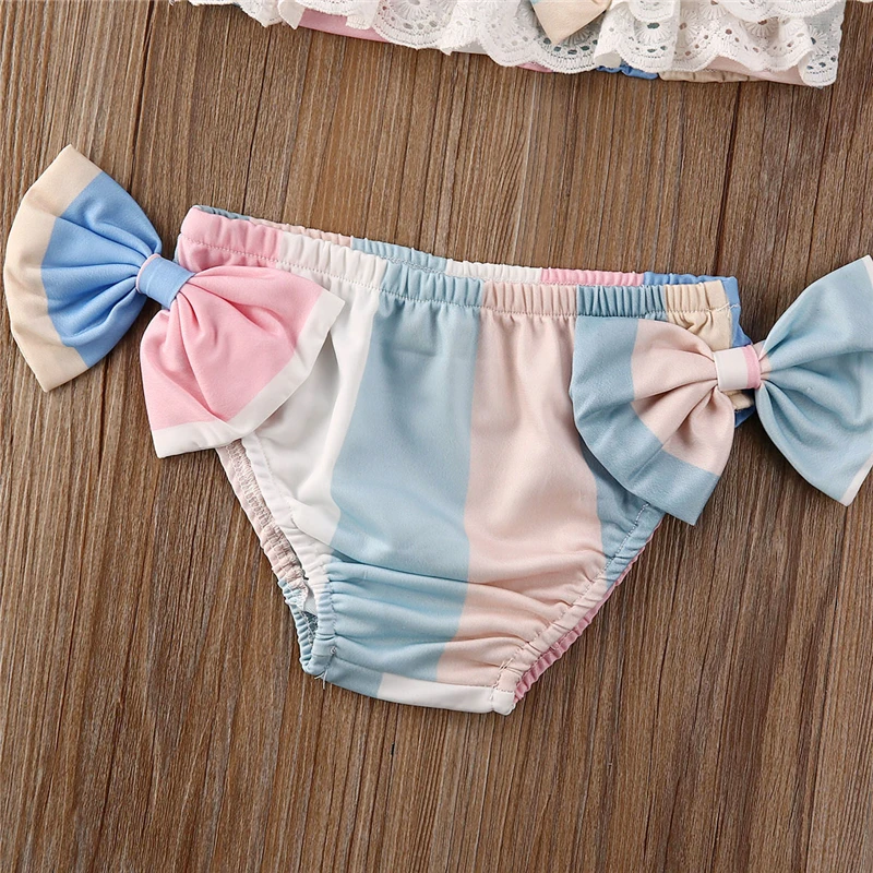 Комплект бикини с цветочным принтом для маленьких девочек купальный костюм