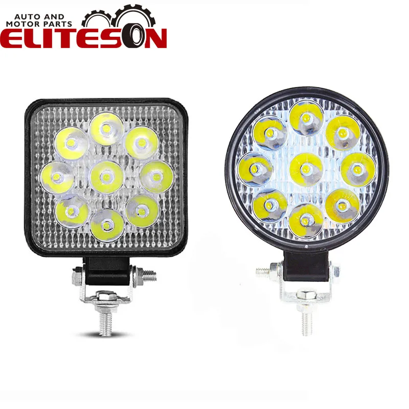 

Eliteson 27W Work Light Bar 6000K Car Fog Lamp 12V 24V Auto Headlights 4x4 Truck Off Road Headlamps Boat Car Bulbs Accessories