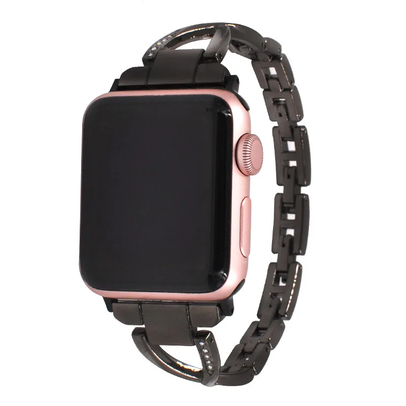Роскошный ремешок для Apple Watch 38 мм 40 мм 42 мм 44 мм Женский бриллиантовый ремешок для iWatch серии 5 4 3 2 1 браслет из нержавеющей стали
