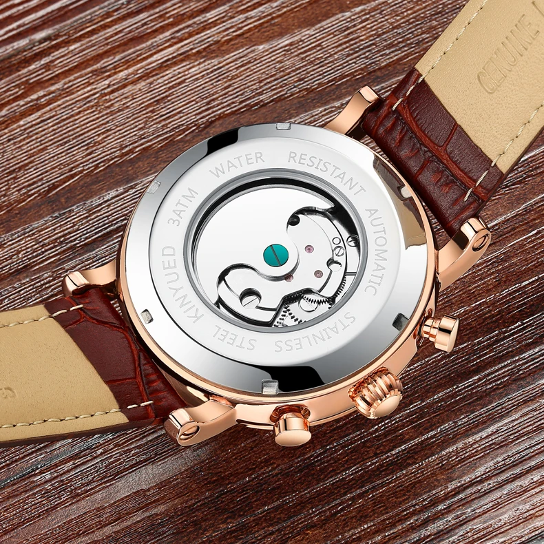 KINYUED Men Watch Automatic Skeleton Mechanical Watches Man Flying Tourbillon Self-Wind Clock Waterpoof Wristwwatch Reloj Hombre | Наручные