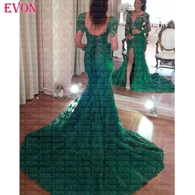 Блестящее Кружевное платье-Русалка для выпускного вечера 2019 Vestidos de fiesta largos elegantes