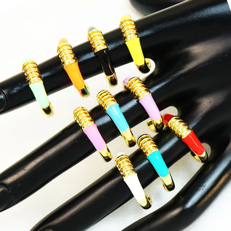 

10 Piece MIx color Punk Style Jewelry Rings Mix color Enamel rings jewelry 18K Gold Plated party ring Rings 52155
